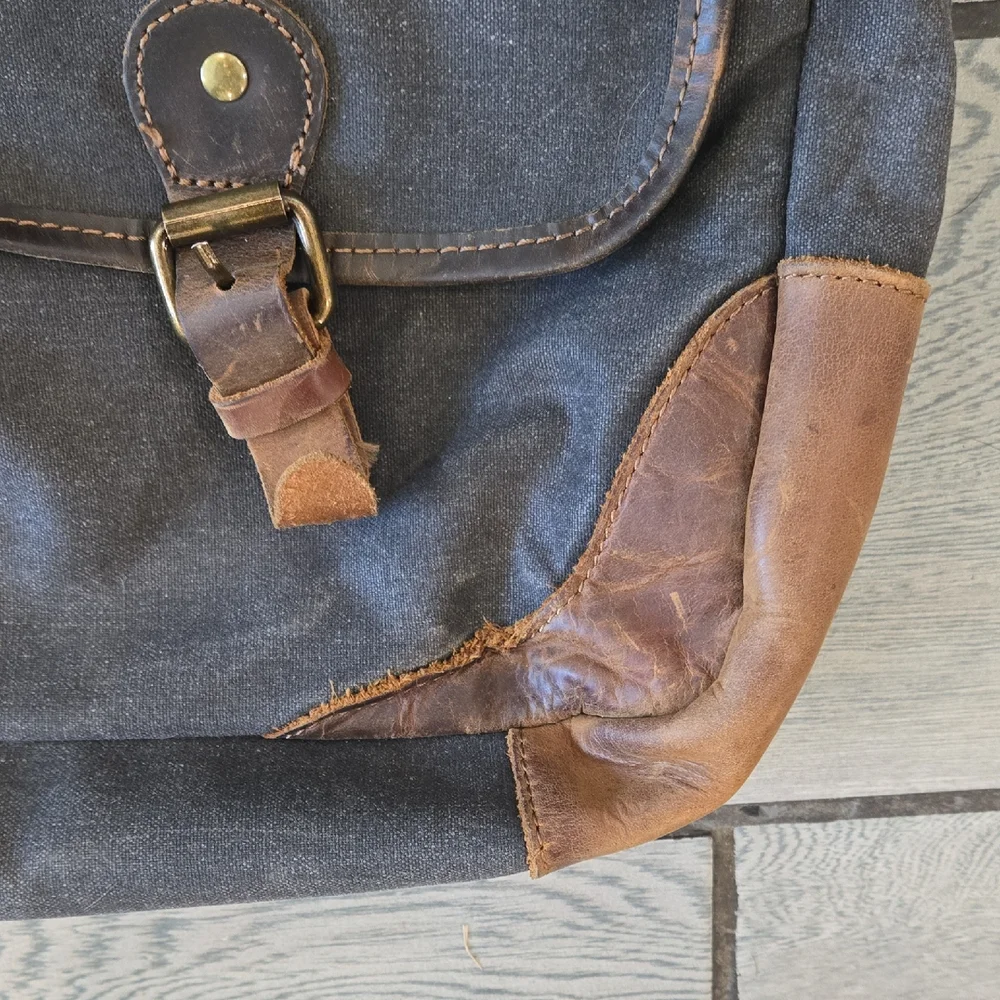Vintage Style Canvas & Leather Travel Bag Briefcase‎ Laptop Duffel
